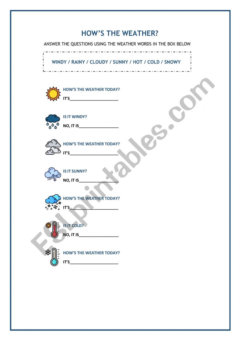 HowÃ¯Â¿Â½s the weather worksheet