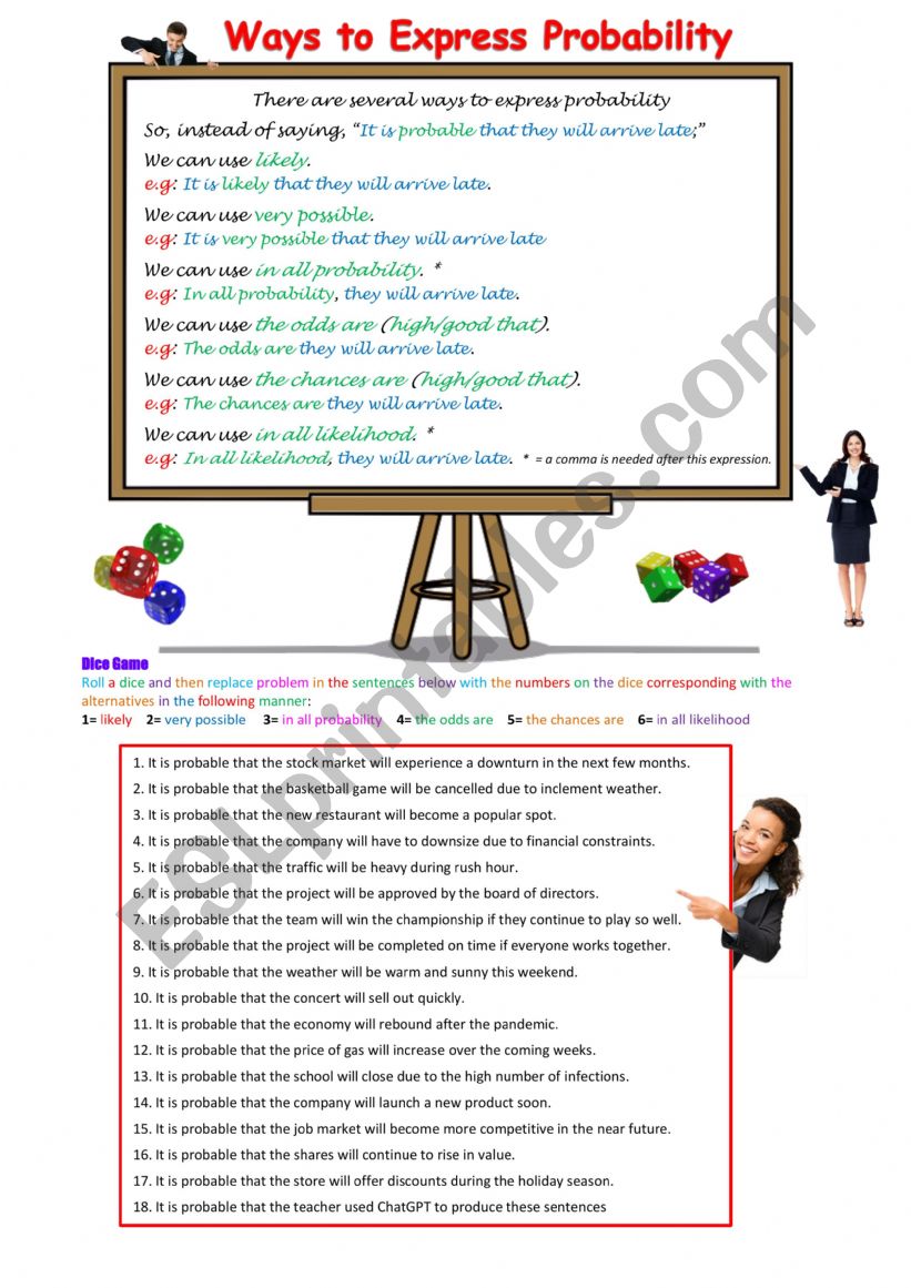 Ways to Express Probability  worksheet