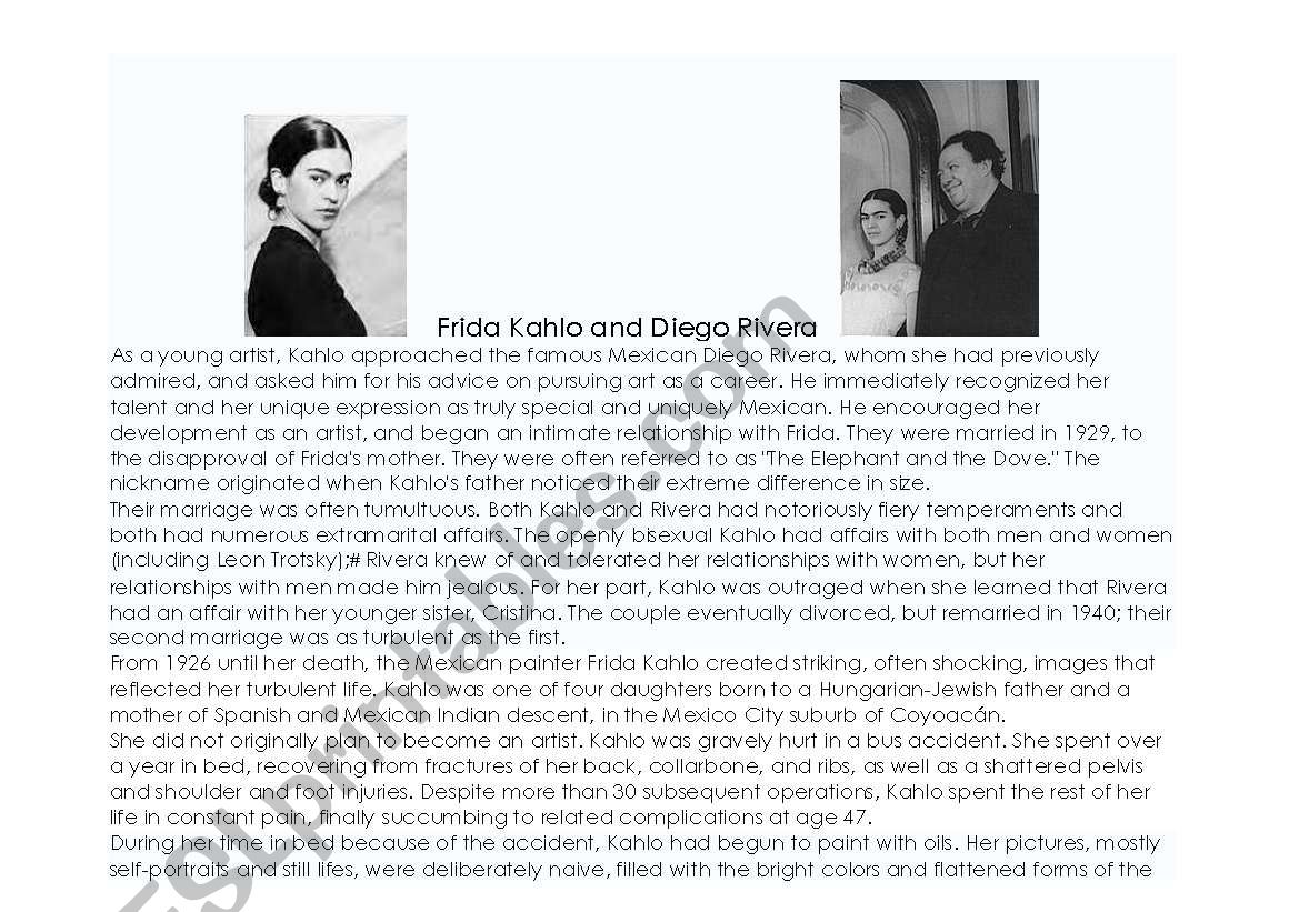 ESL Artists> Kahlo and Rivera worksheet