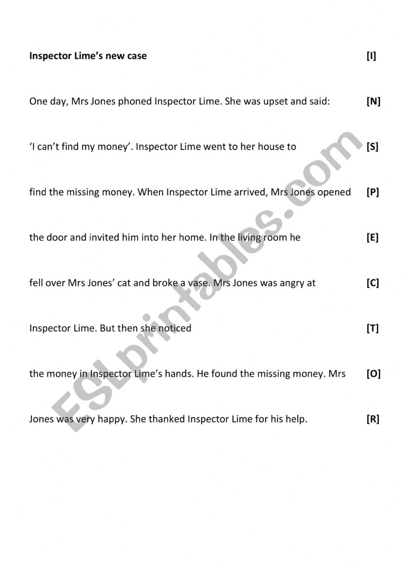 Tind dictaion Inspector Lime worksheet