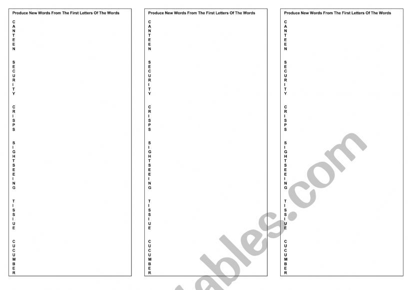 Word Game worksheet