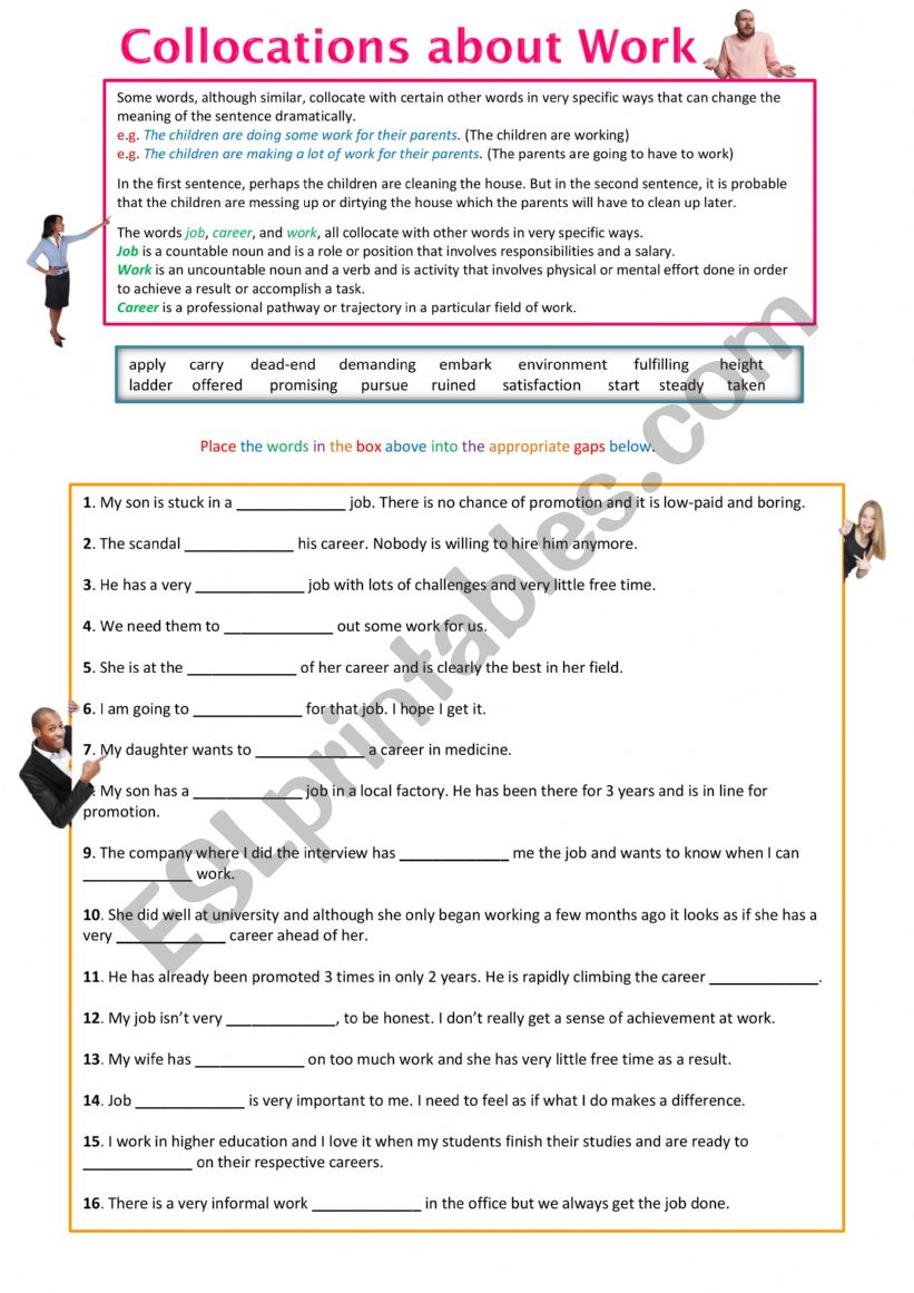 Collocations About Work worksheet