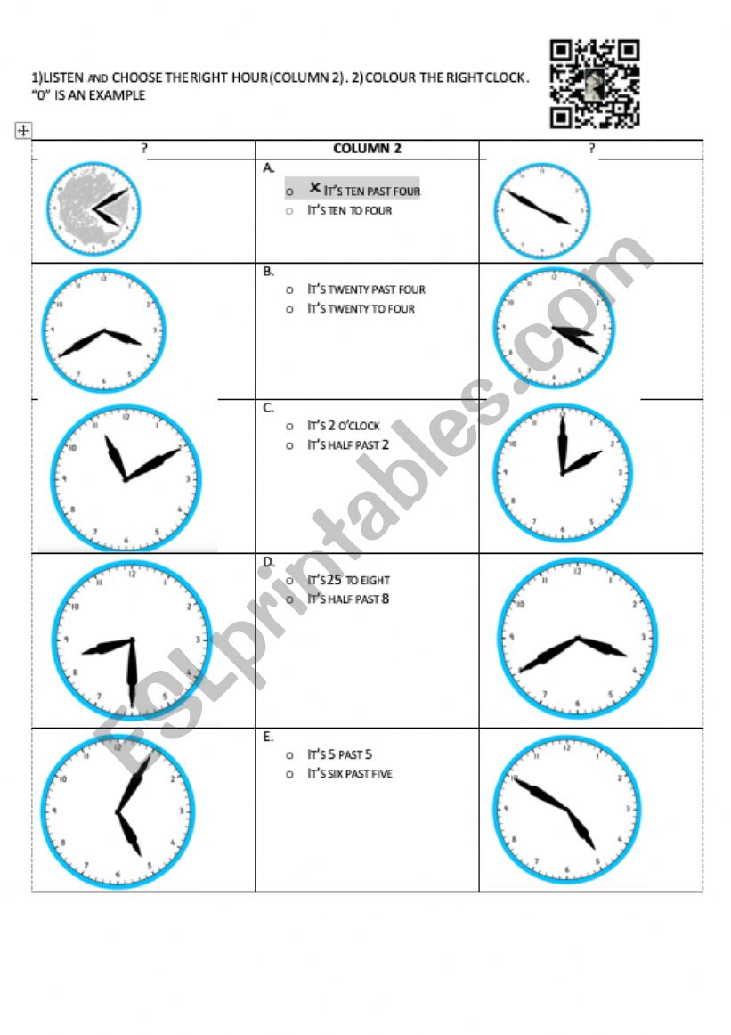 WHAT TIME IS IT? listening worksheet