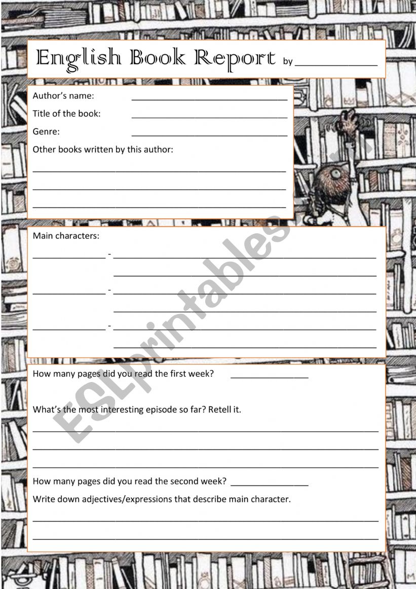 Book report worksheet