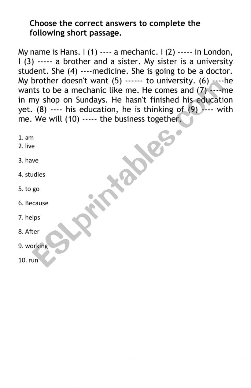 reading comprehension  worksheet