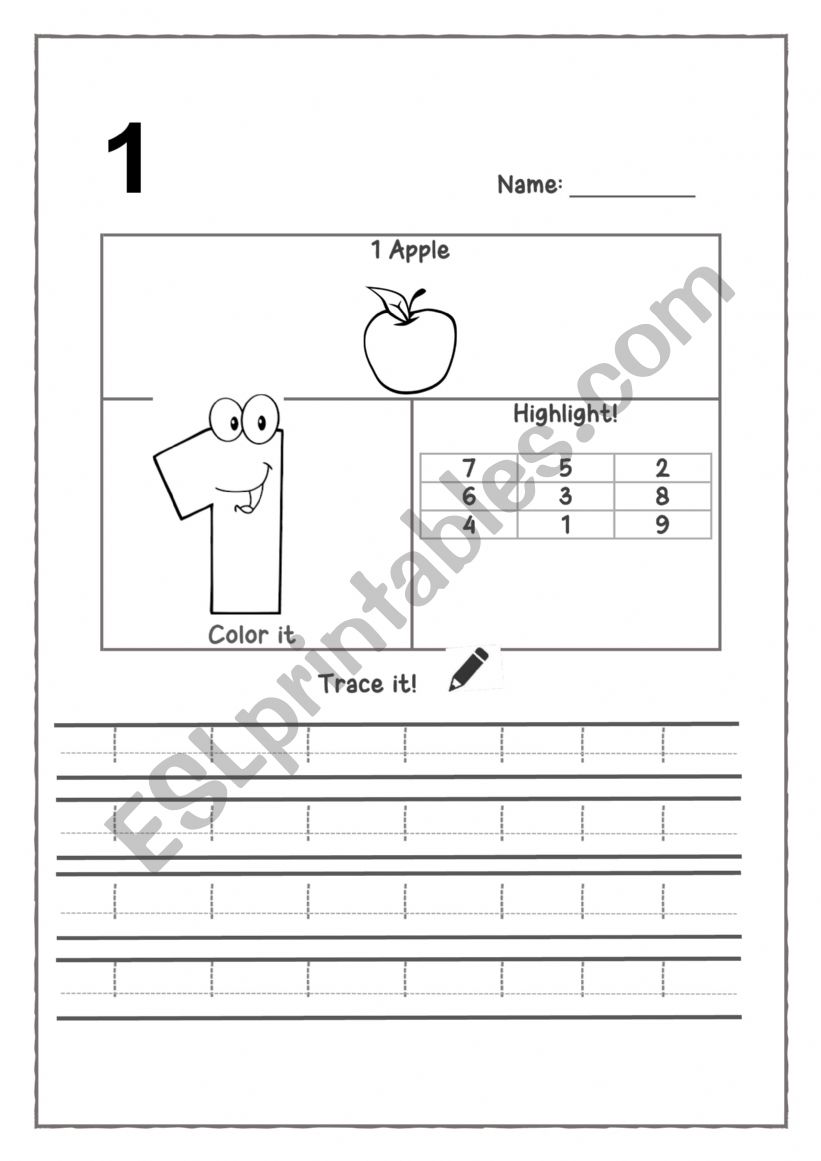 Trace numbers 1 10 worksheet
