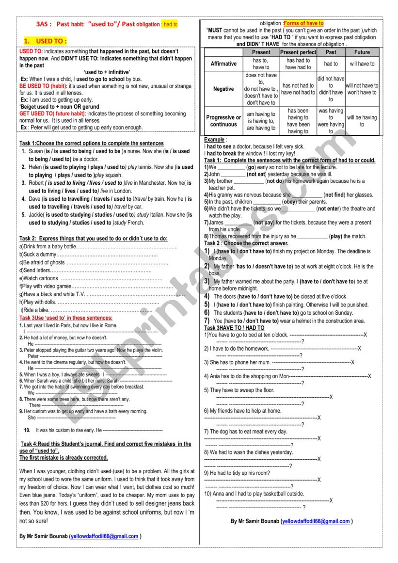 Obligation & concession  worksheet