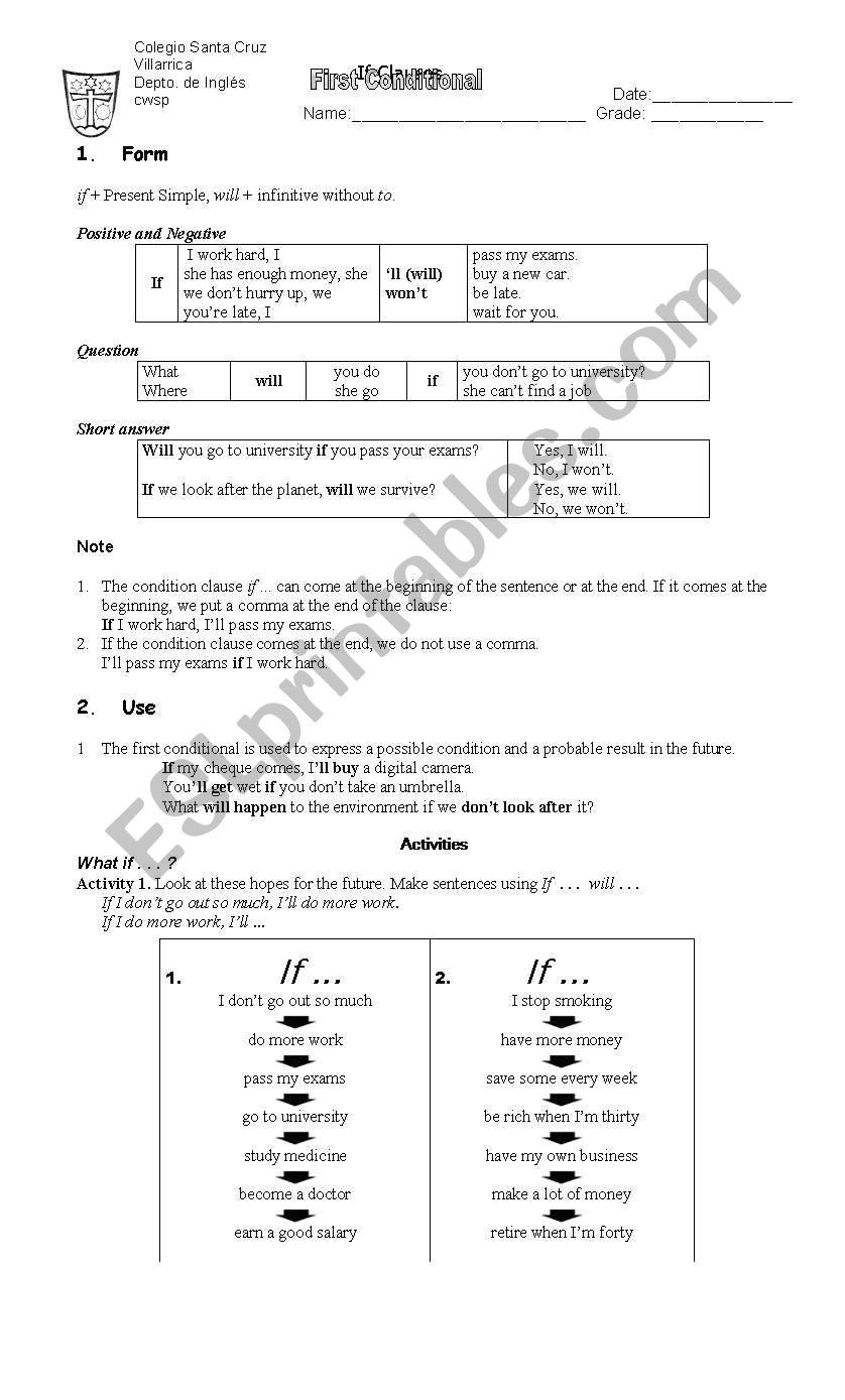 First Conditional worksheet