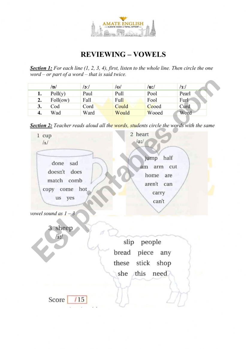 Pronunciation  worksheet