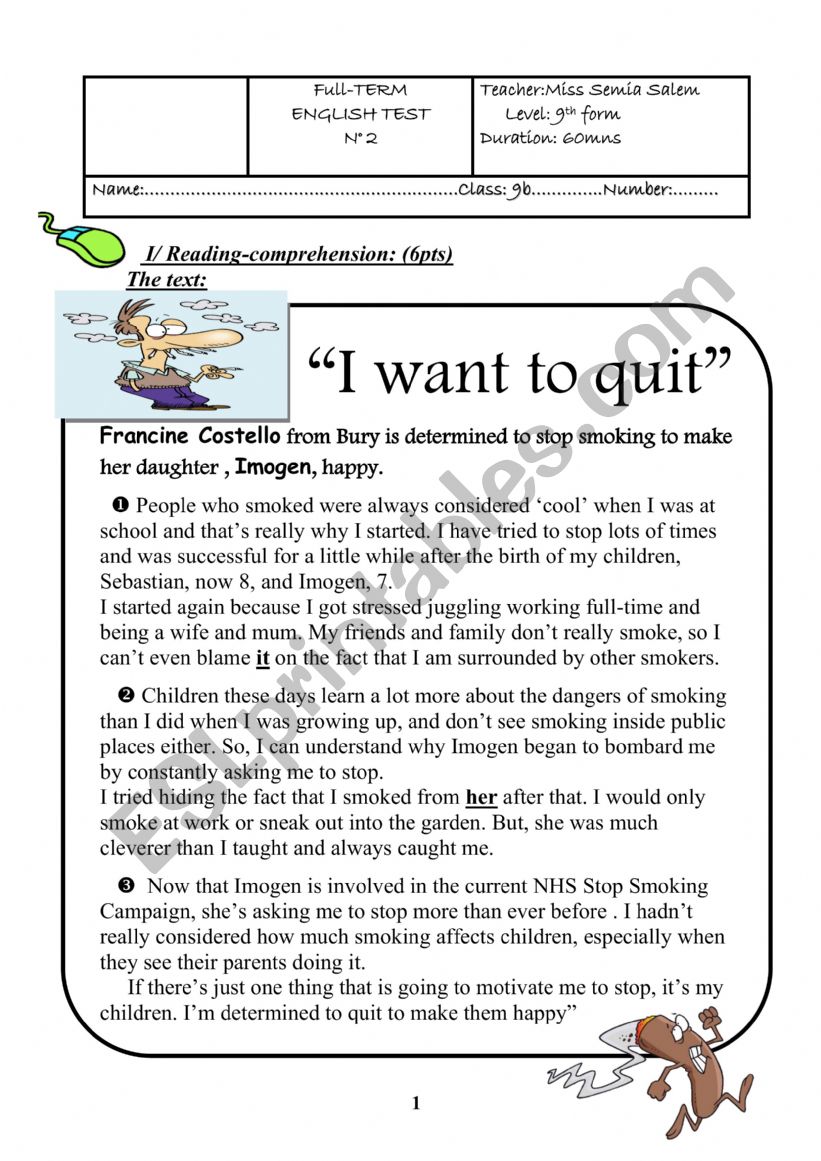 Full-term test nÂ°2 worksheet