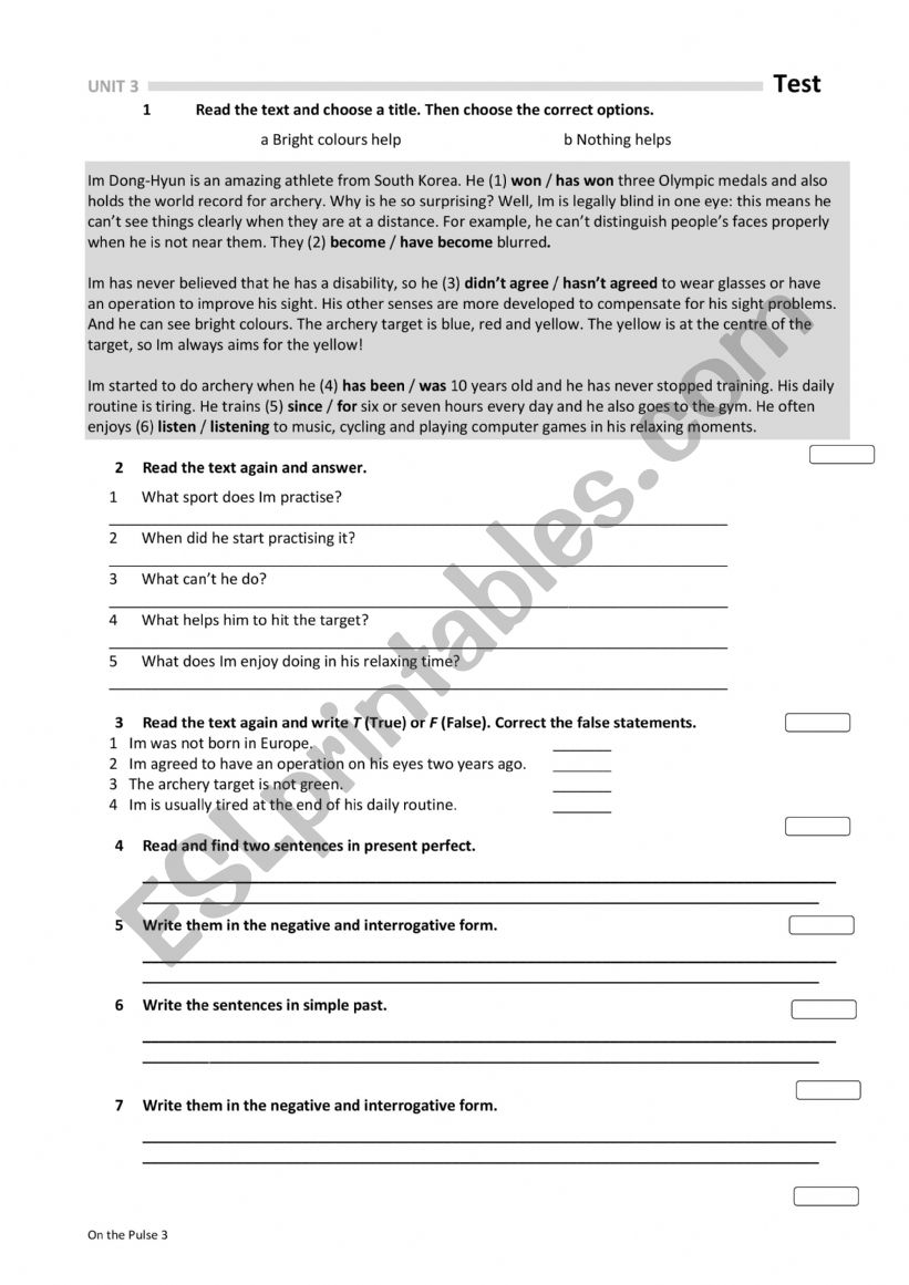 Present Perfect worksheet