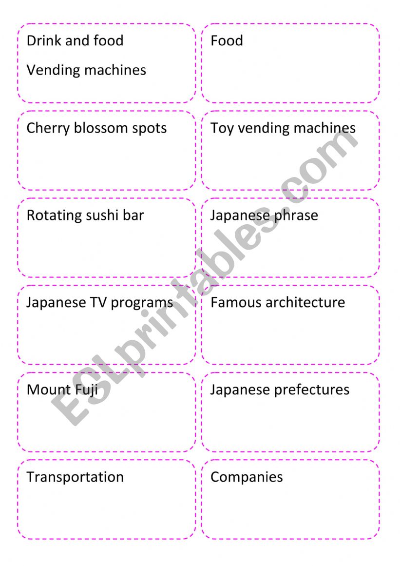 Japan talking topics  worksheet