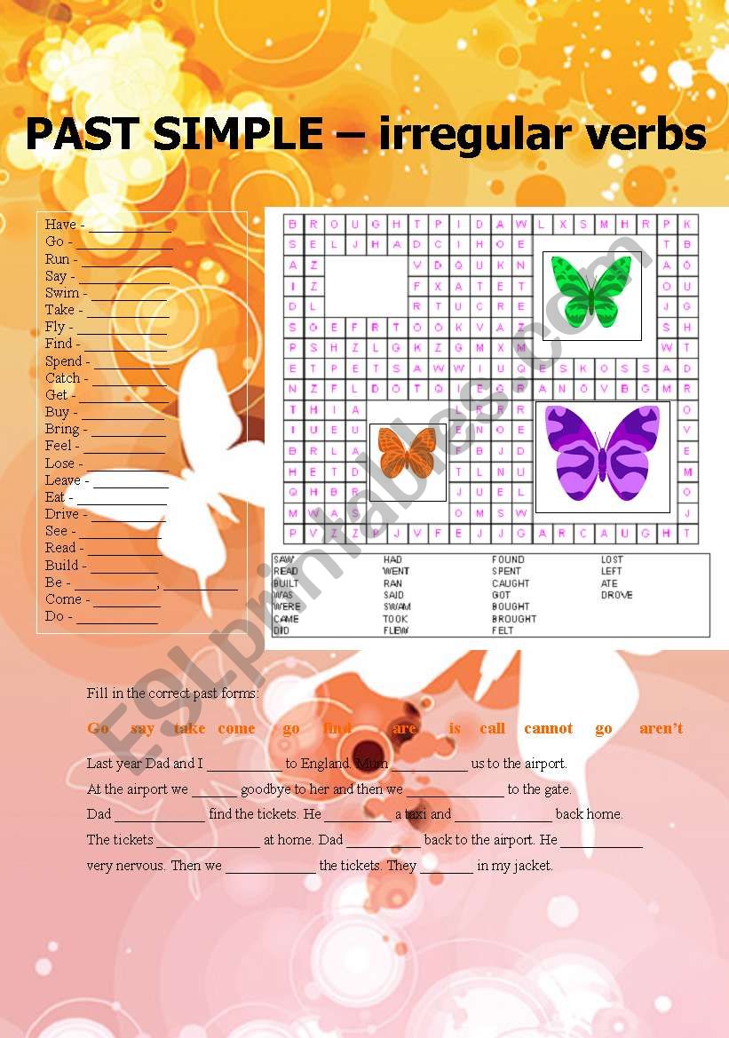 PAST SIMPLE - irregular verbs worksheet