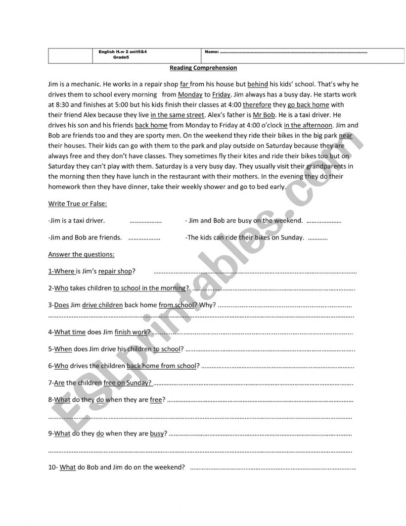 Review unit 4+5 let�s go book for 5th grade 