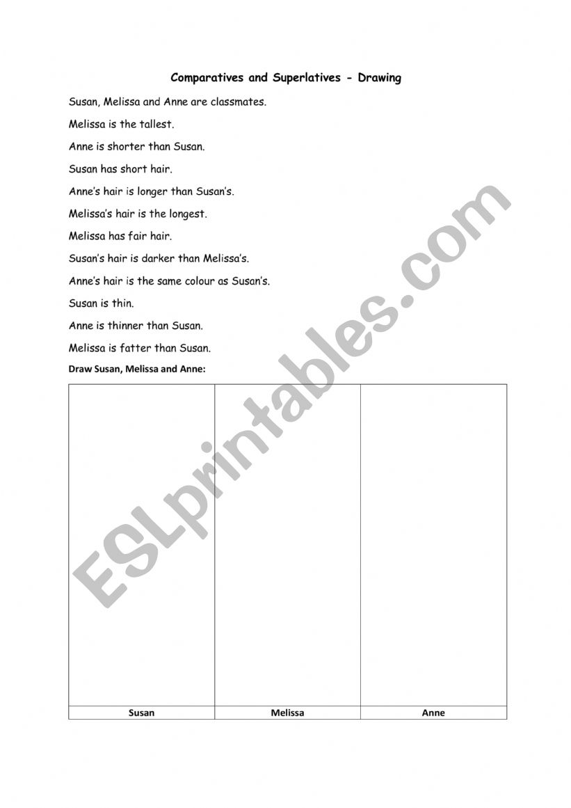 Comparatives and Superlatives worksheet