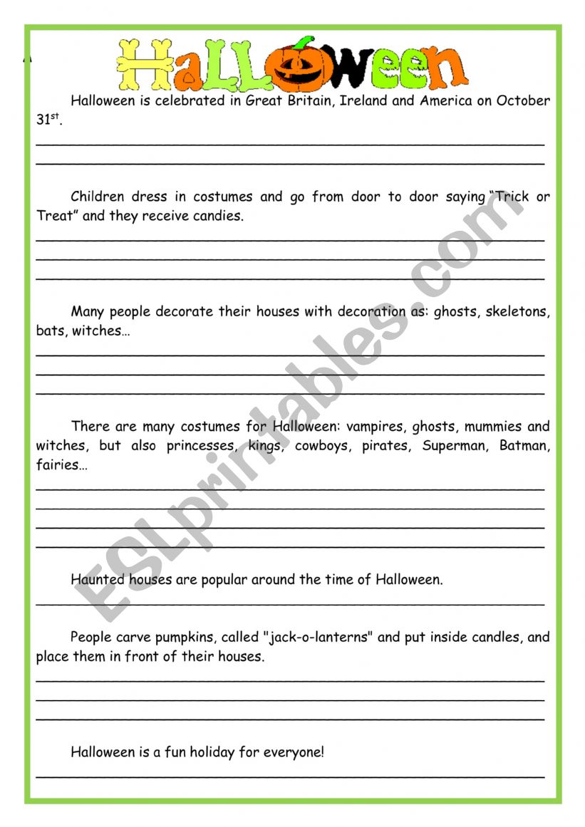 Halloween  worksheet