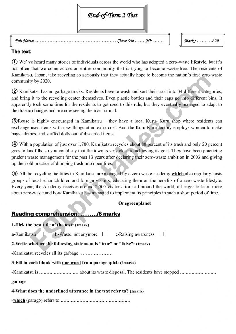 full term2 test worksheet