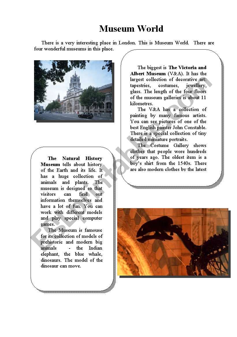 Museum World worksheet