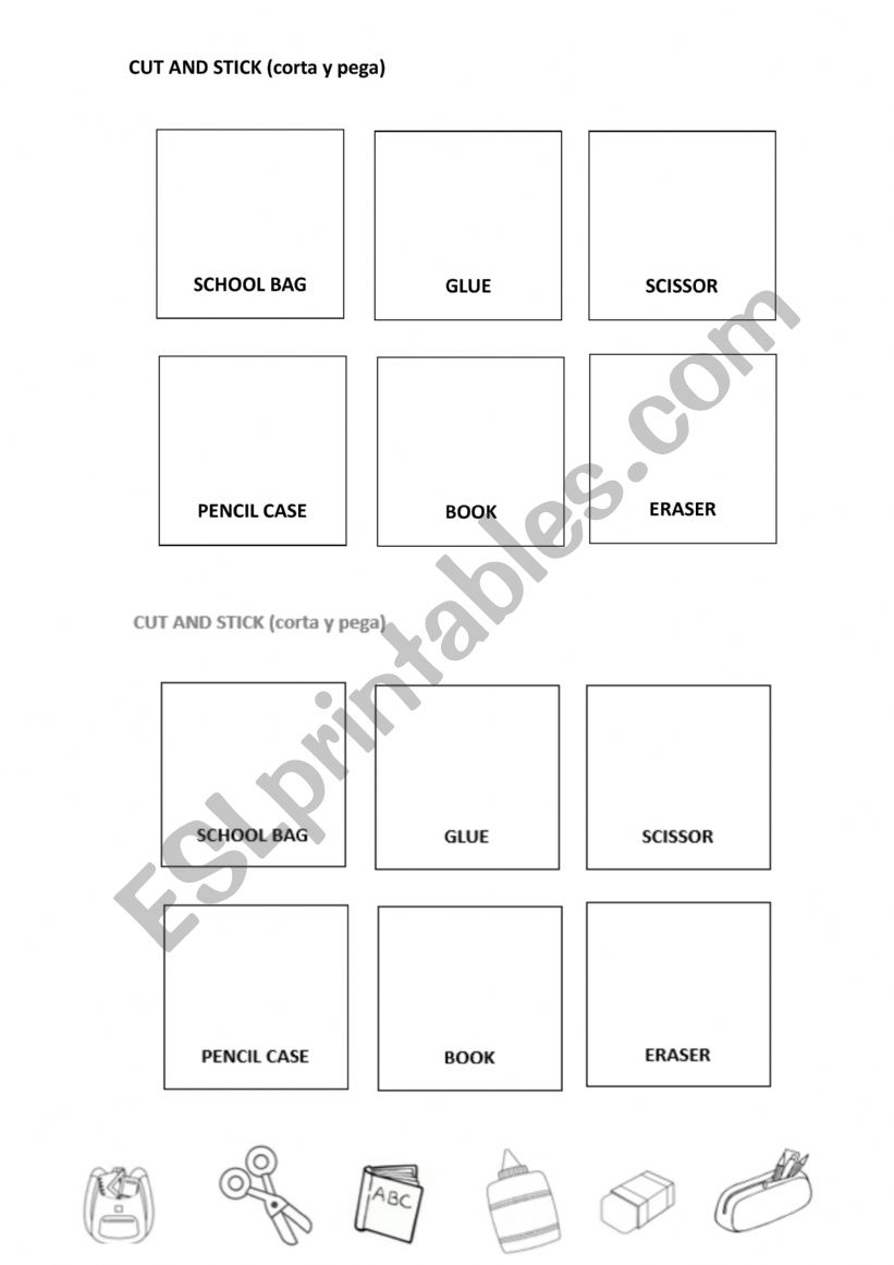 SCHOOL OBJECTS worksheet