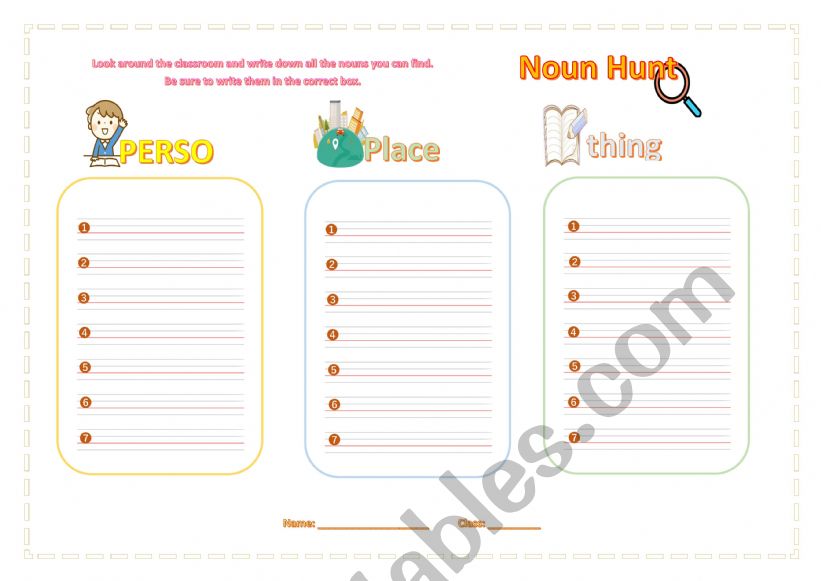 Nouns Scavenger Hunt worksheet