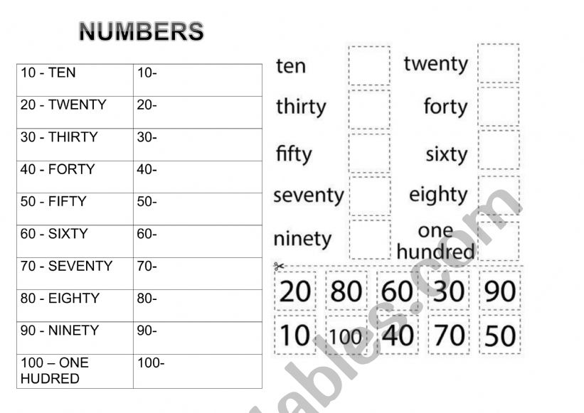 Numbers worksheet