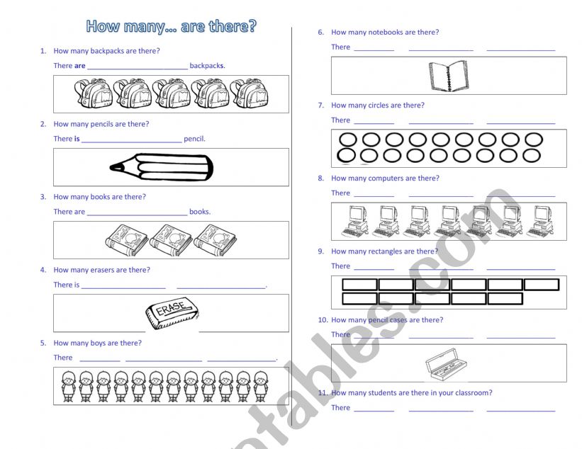 How many are there.... school objects