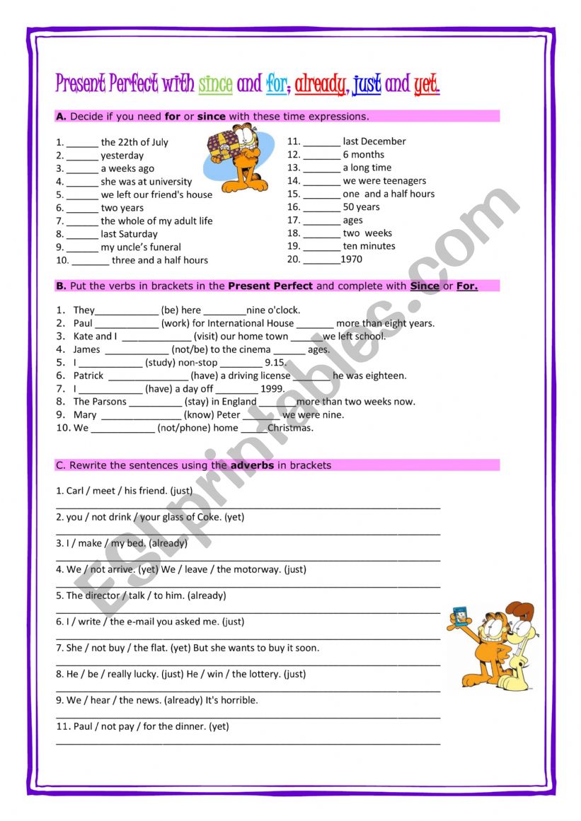 Present Perfect with since... worksheet