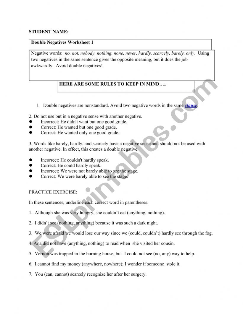 double-negatives-esl-worksheet-by-kristerzd