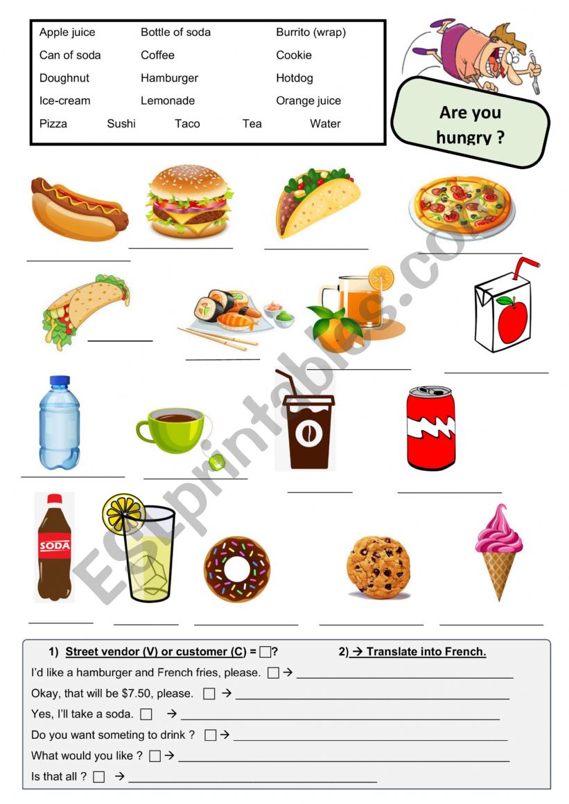 At the food truck worksheet