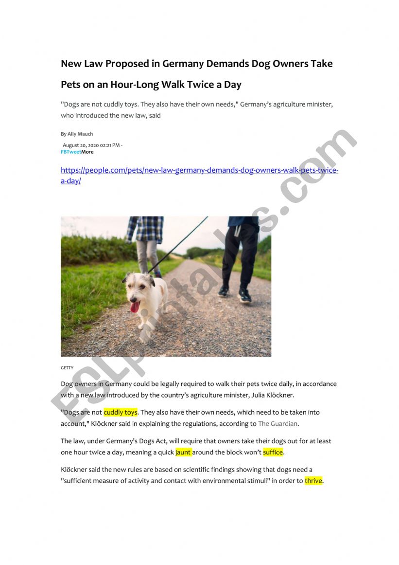 Article Analysis - Dog Walking Law