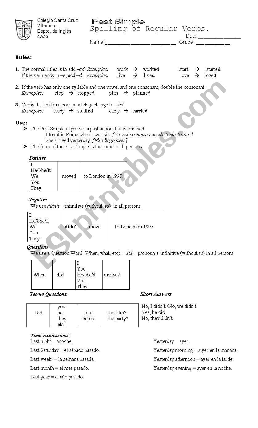 Past Simple worksheet