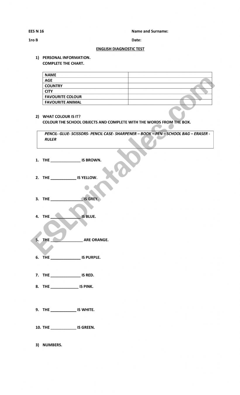 numbers and colors worksheet