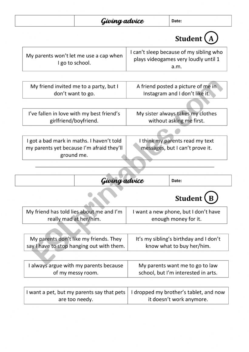 Second conditional - Giving Advice