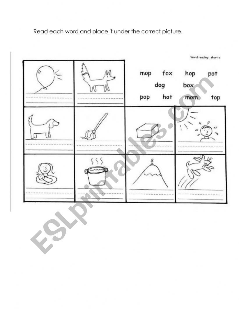 short o worksheet