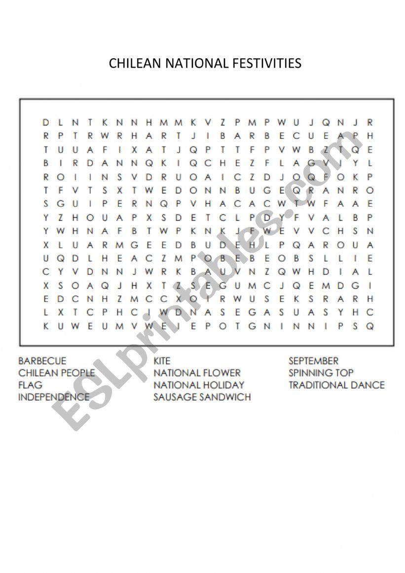 National festivities - Chile worksheet