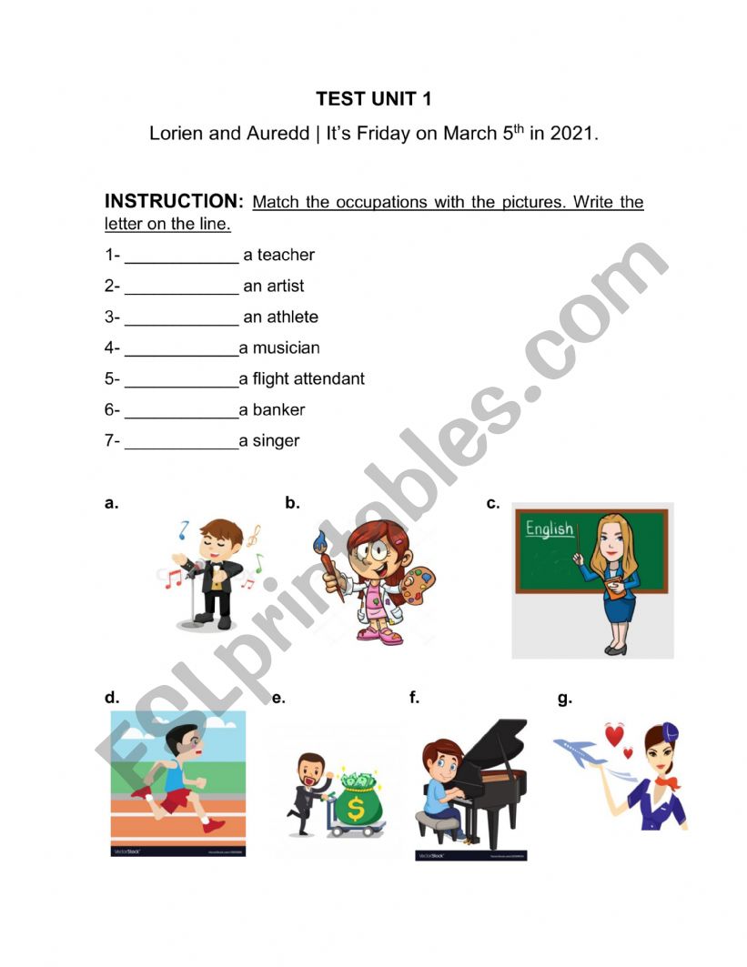TEST LEVEL 1 worksheet