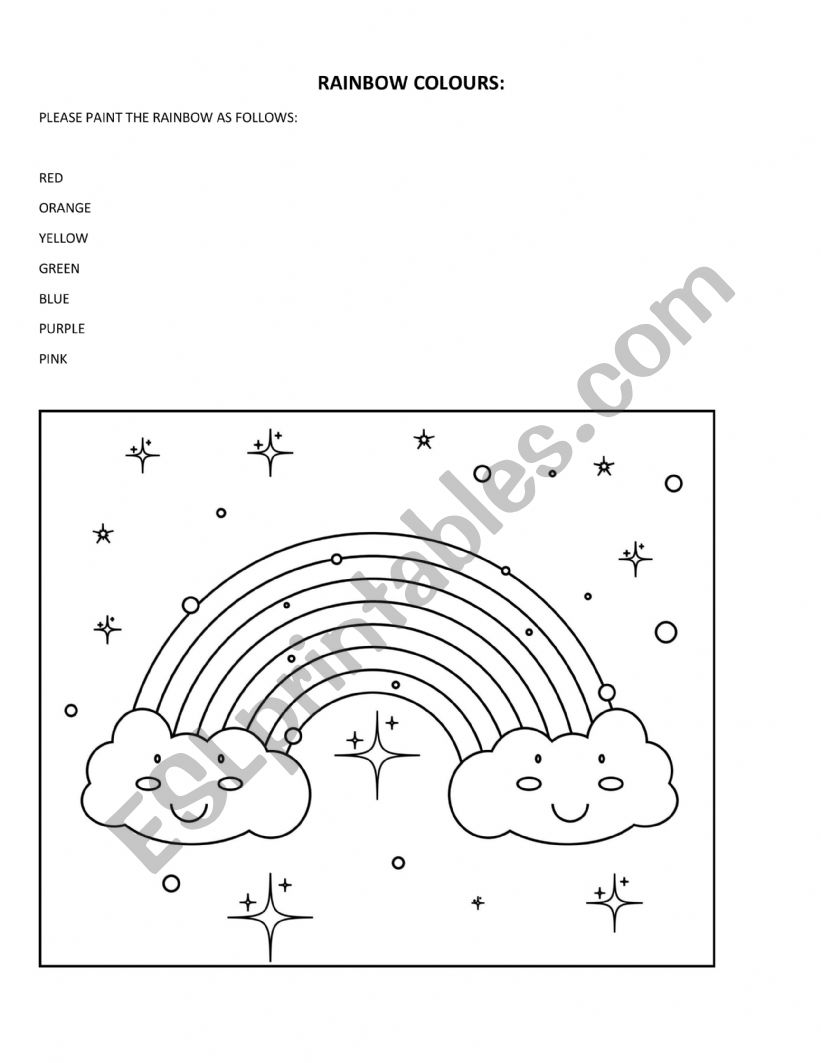 Rainbow Colours worksheet