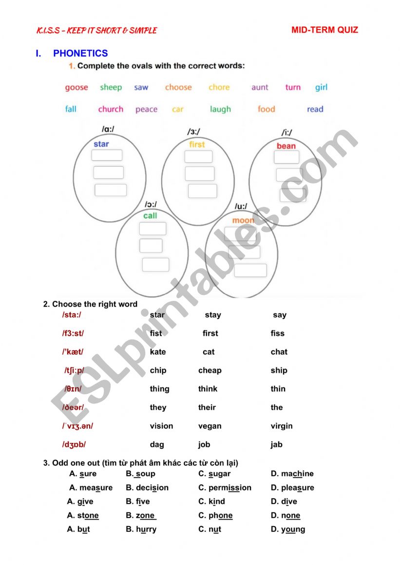 Quiz Phonic worksheet