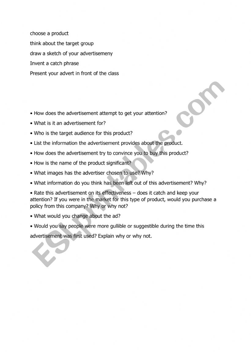GROUP WORK worksheet