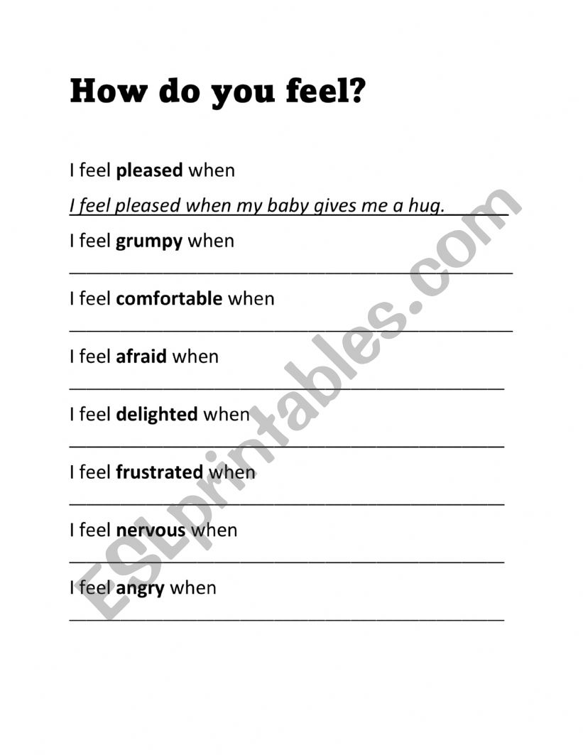 Talk about Feelings worksheet