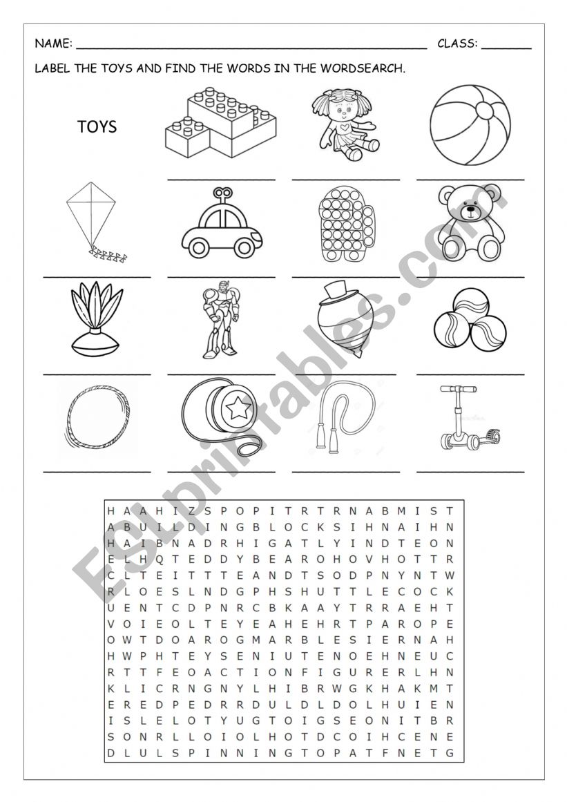 TOYS WORDSEARCH worksheet