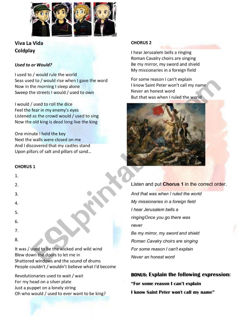 Viva la Vida - Song worksheet