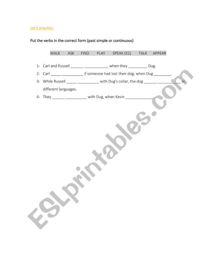 Past simple worksheet