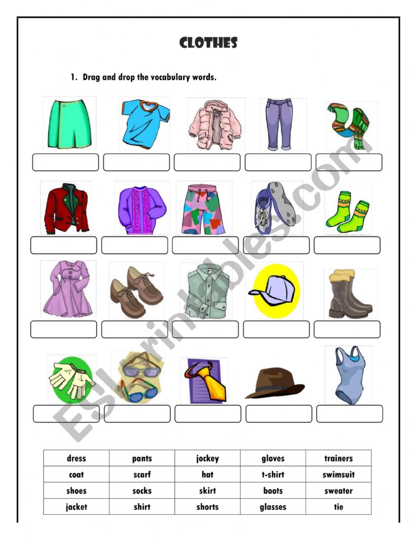 Clothes worksheet