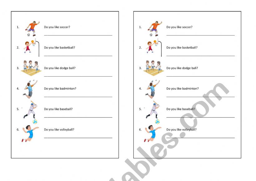 Do you like sport? worksheet