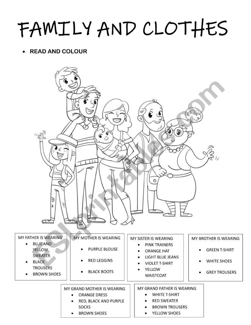 Family and Clothes worksheet