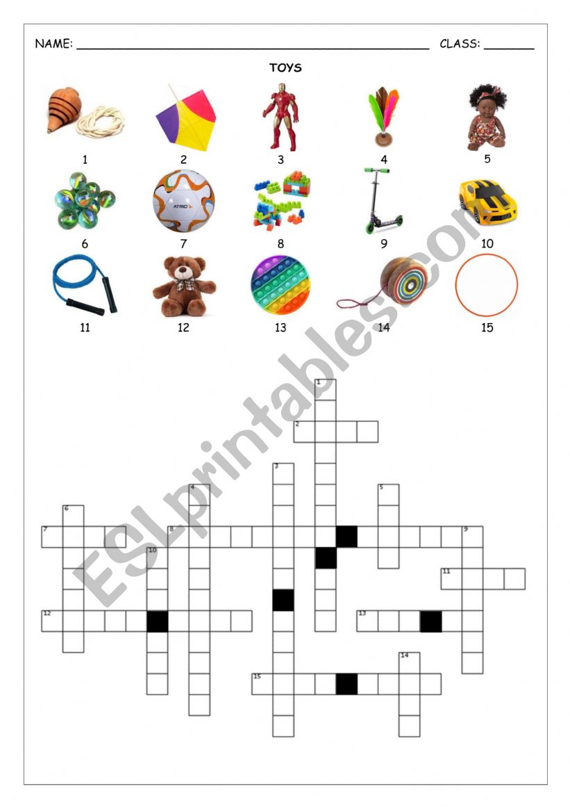 TOYS CROSSWORDS worksheet