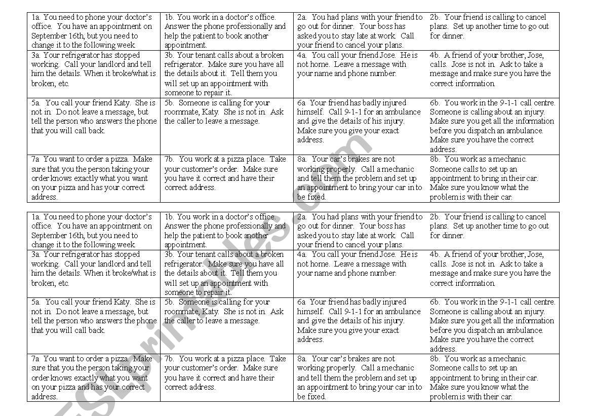 Telephone Conversations worksheet