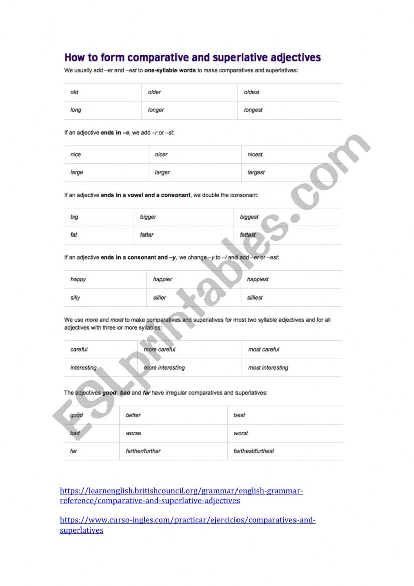 comparative superlative worksheet