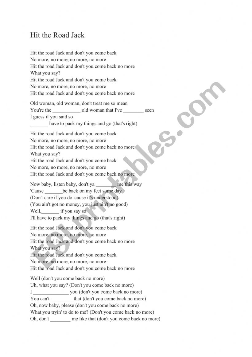 Hit the road Jack song practice